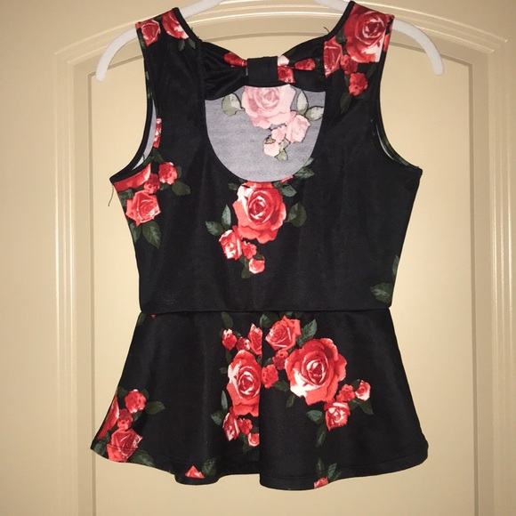 Forever 21 rose with back bow peplum top - Picture 4 of 5